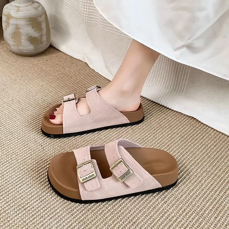 Thick-Soled Birkenstock Sandals for Women to Wear Outside in Summer, Fashionable 2025 New Women's High-Bottom Beach Slippers
