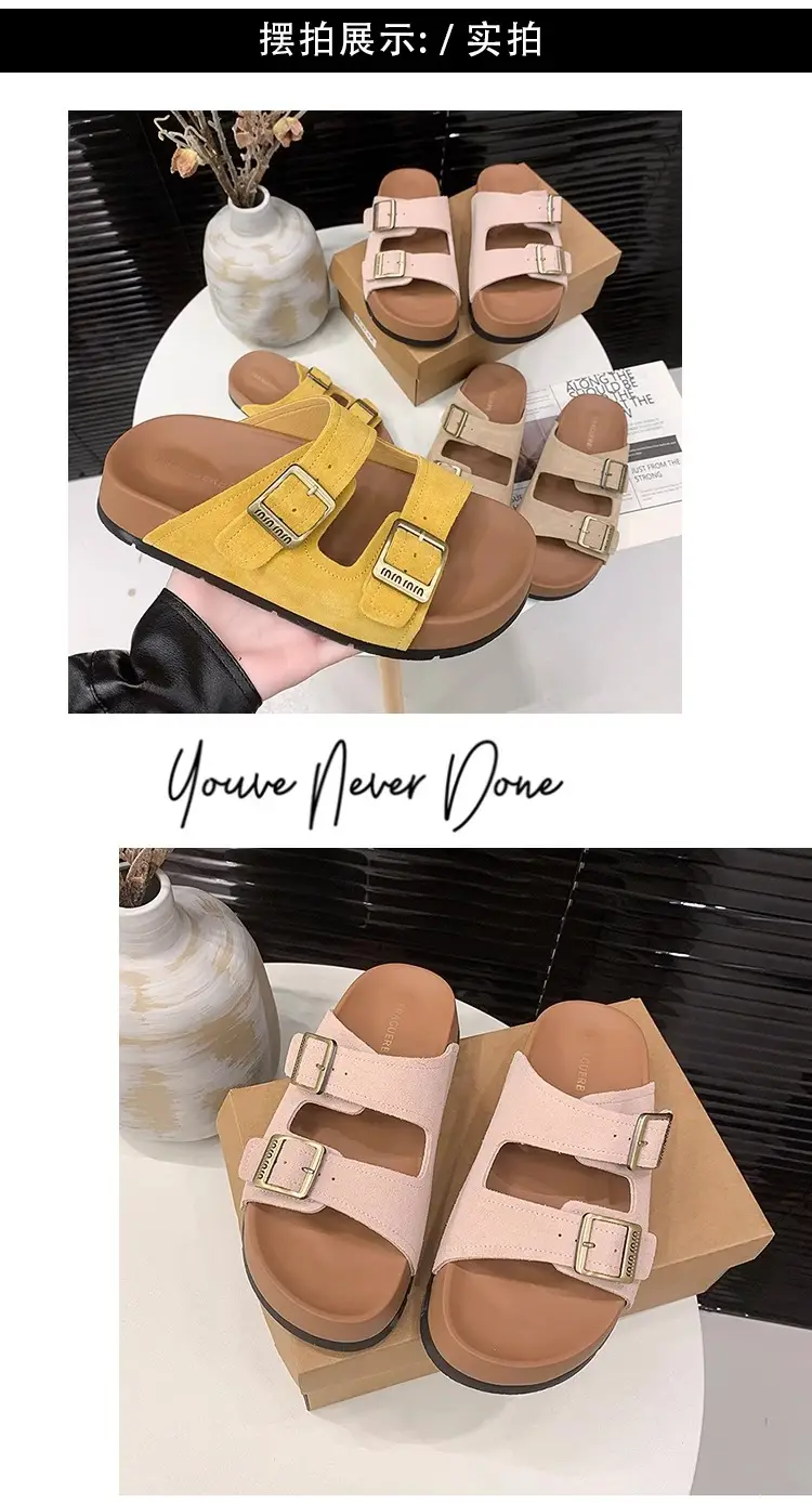 Thick-Soled Birkenstock Sandals for Women to Wear Outside in Summer, Fashionable 2025 New Women's High-Bottom Beach Slippers — feature 4