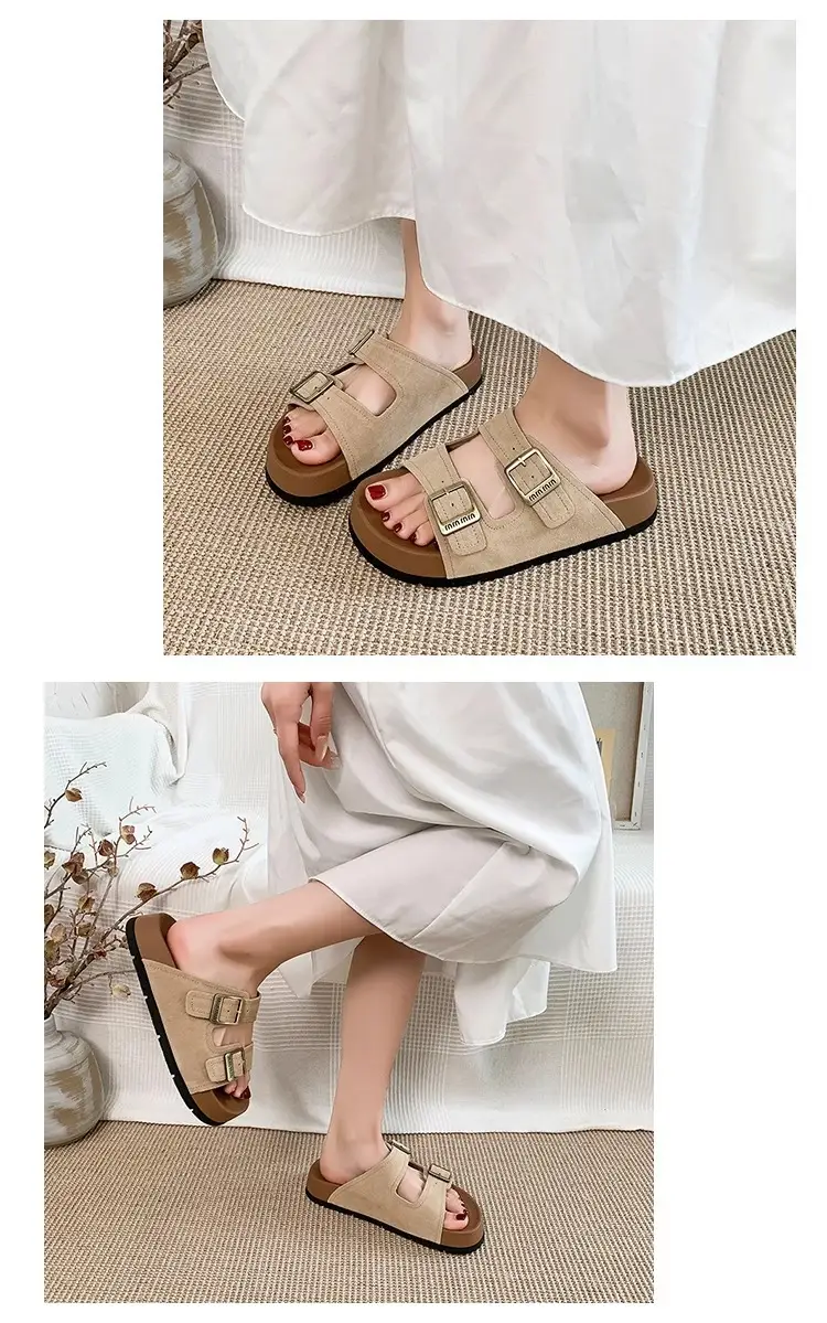 Thick-Soled Birkenstock Sandals for Women to Wear Outside in Summer, Fashionable 2025 New Women's High-Bottom Beach Slippers — feature 6