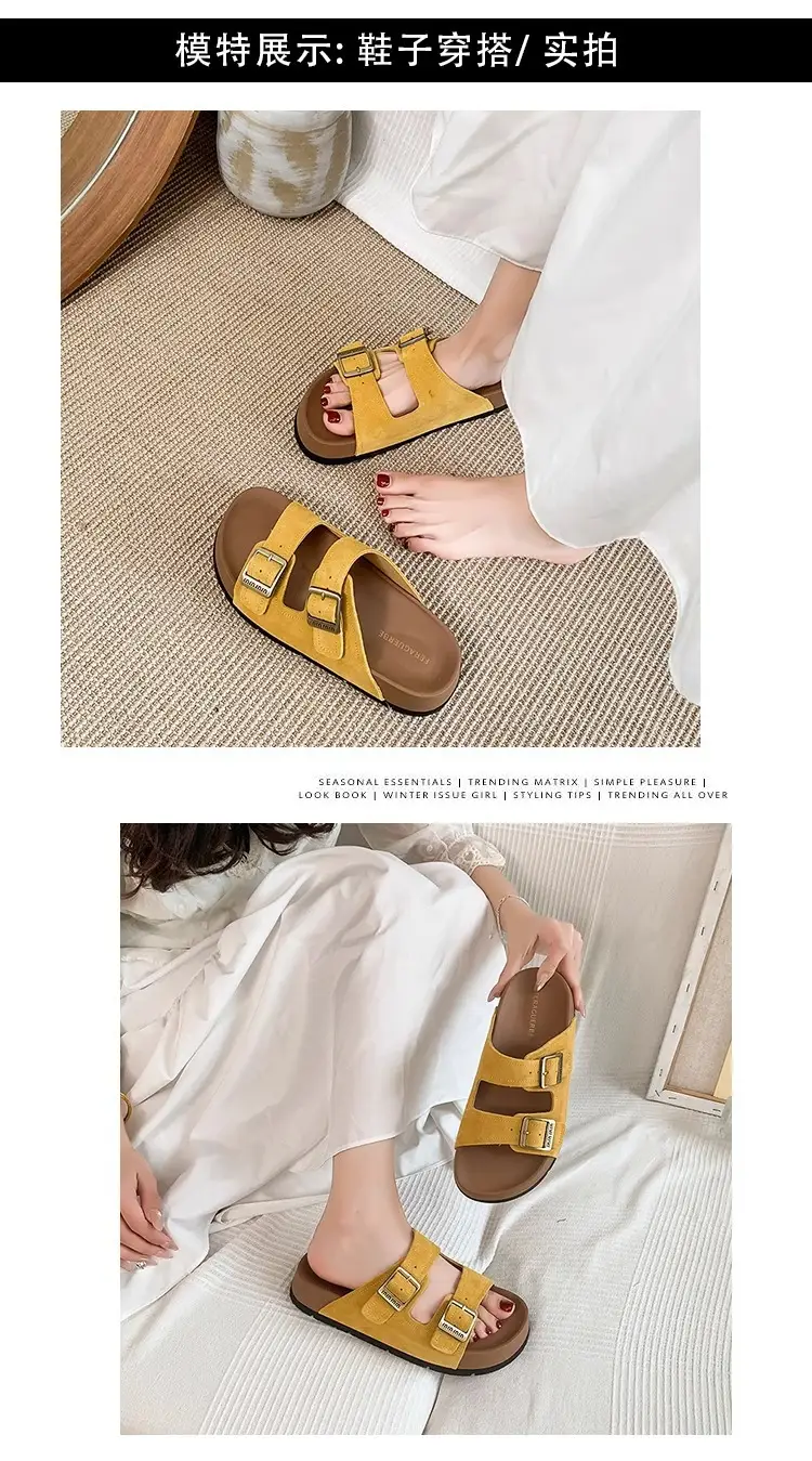 Thick-Soled Birkenstock Sandals for Women to Wear Outside in Summer, Fashionable 2025 New Women's High-Bottom Beach Slippers — feature 7