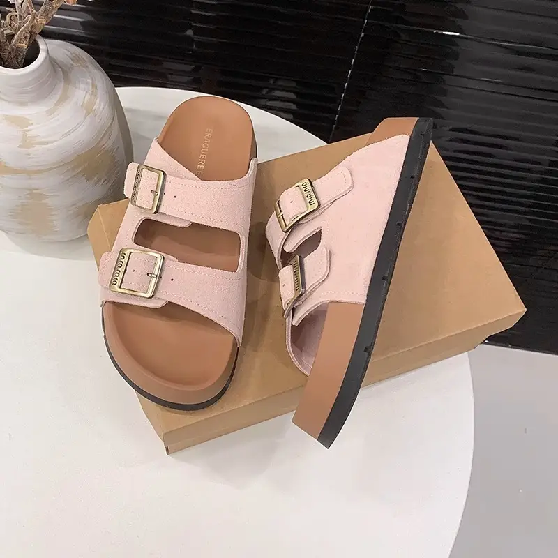 Thick-Soled Birkenstock Sandals for Women to Wear Outside in Summer, Fashionable 2025 New Women's High-Bottom Beach Slippers