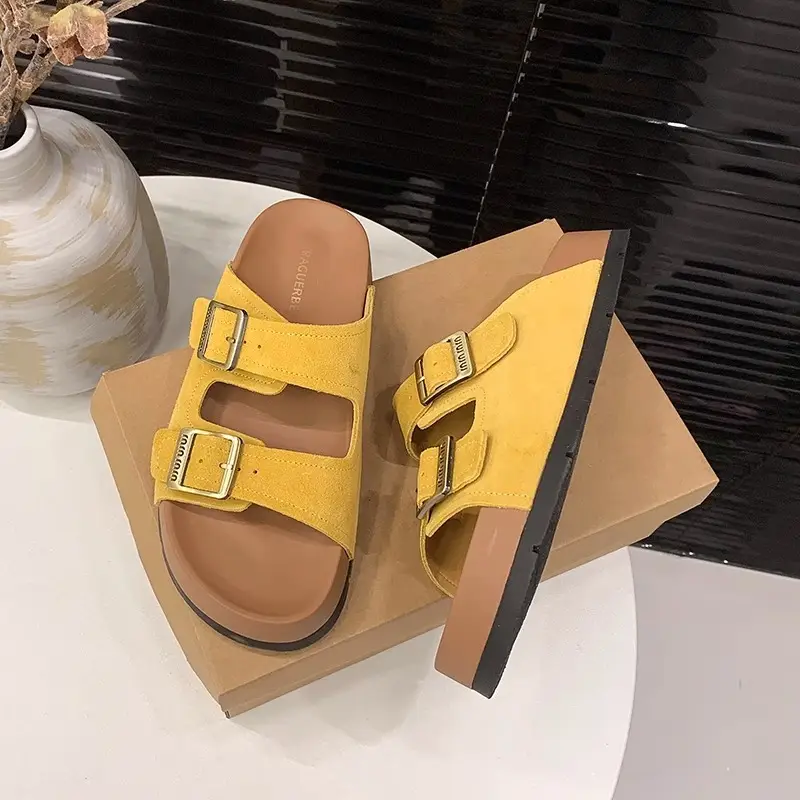 Thick-Soled Birkenstock Sandals for Women to Wear Outside in Summer, Fashionable 2025 New Women's High-Bottom Beach Slippers
