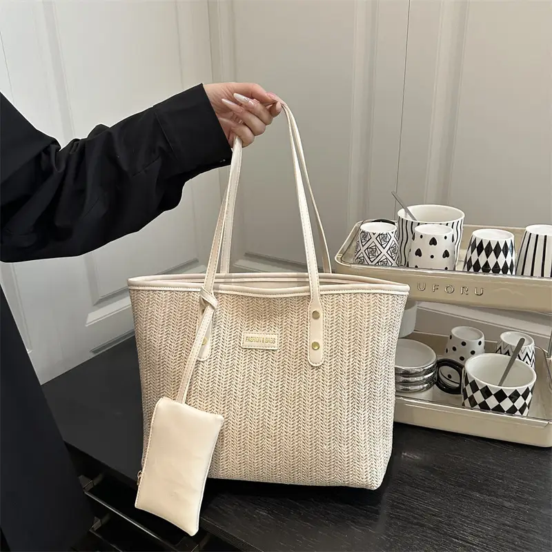 Women Woven Tote Bag Large Capacity Summer Commute - Image 5
