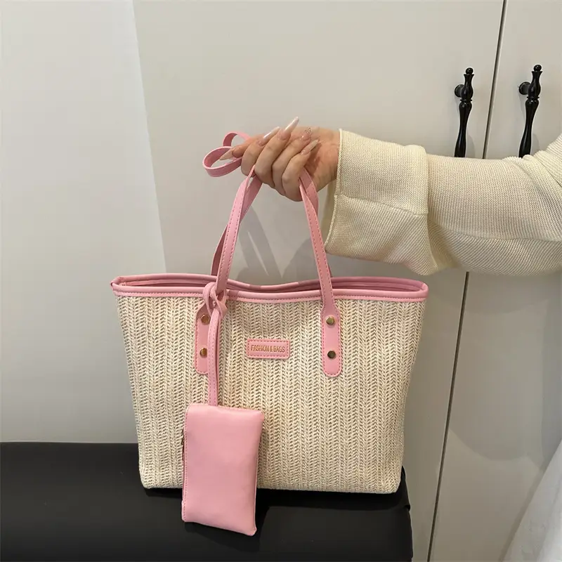 Women Woven Tote Bag Large Capacity Summer Commute - Image 6