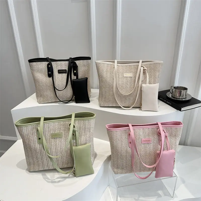 Women Woven Tote Bag Large Capacity Summer Commute - Image 8