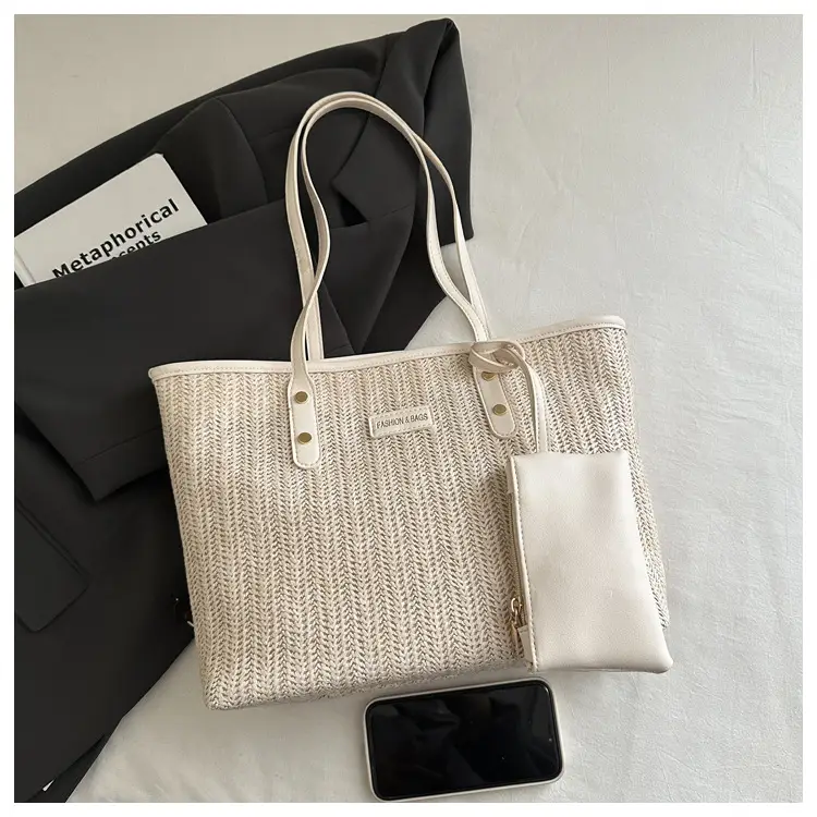 Women Woven Tote Bag Large Capacity Summer Commute — feature 5