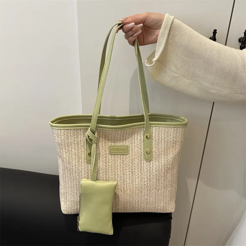 Women Woven Tote Bag Large Capacity Summer Commute - Image 3