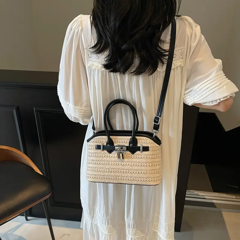 Straw Shoulder Bag Seaside Style Casual Leather Goods