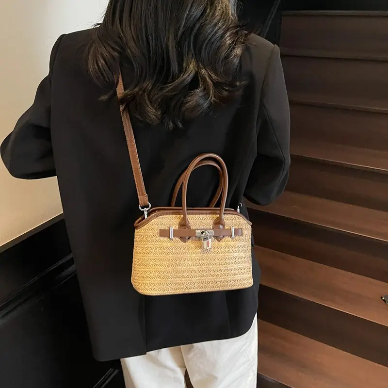 Straw Shoulder Bag Seaside Style Casual Leather Goods