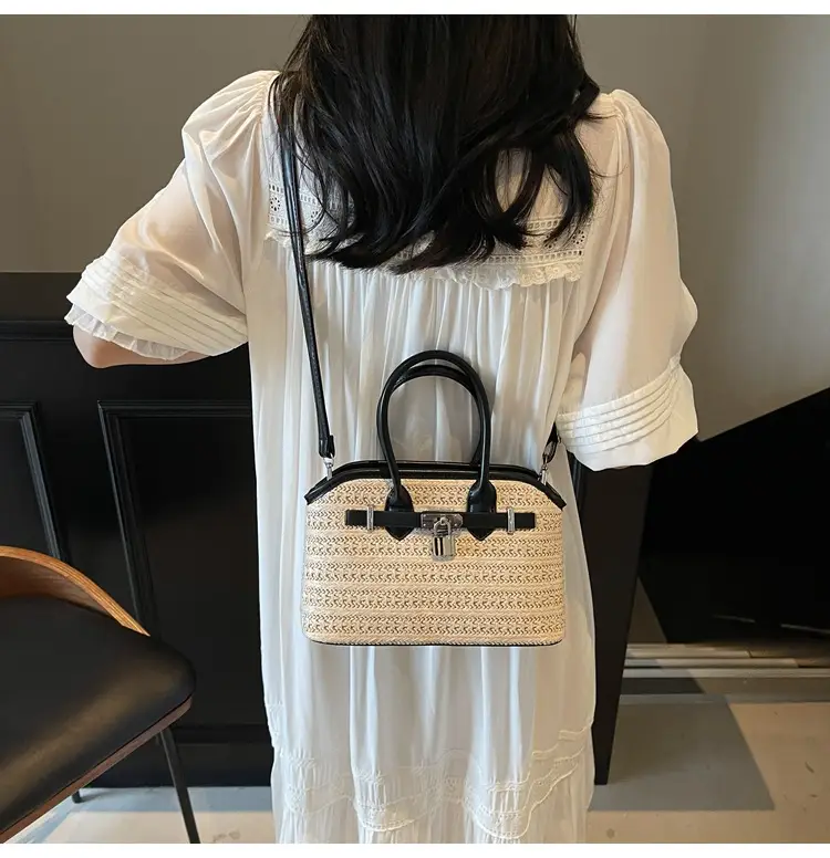 Straw Shoulder Bag Seaside Style Casual Leather Goods — feature 11