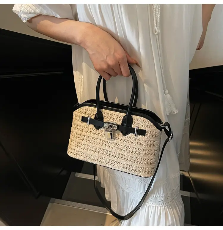 Straw Shoulder Bag Seaside Style Casual Leather Goods — feature 12