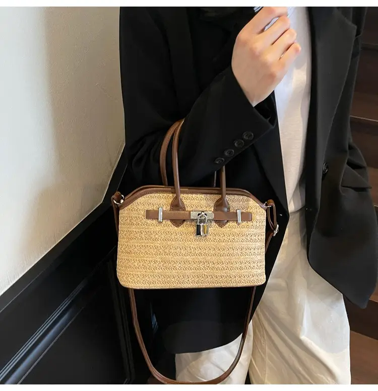 Straw Shoulder Bag Seaside Style Casual Leather Goods — feature 15