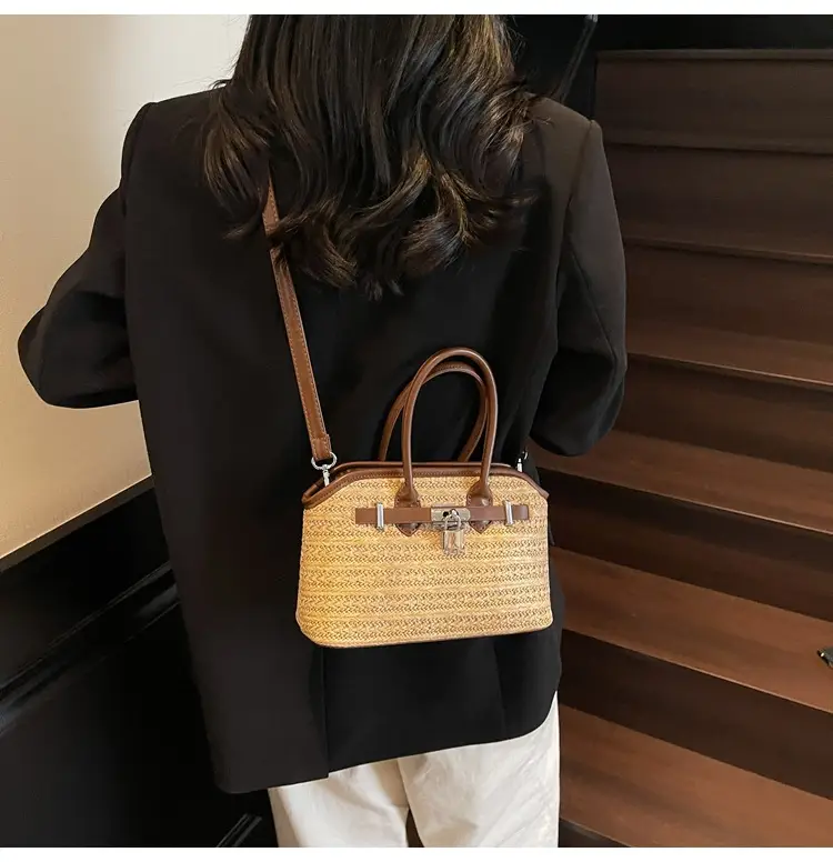 Straw Shoulder Bag Seaside Style Casual Leather Goods — feature 17