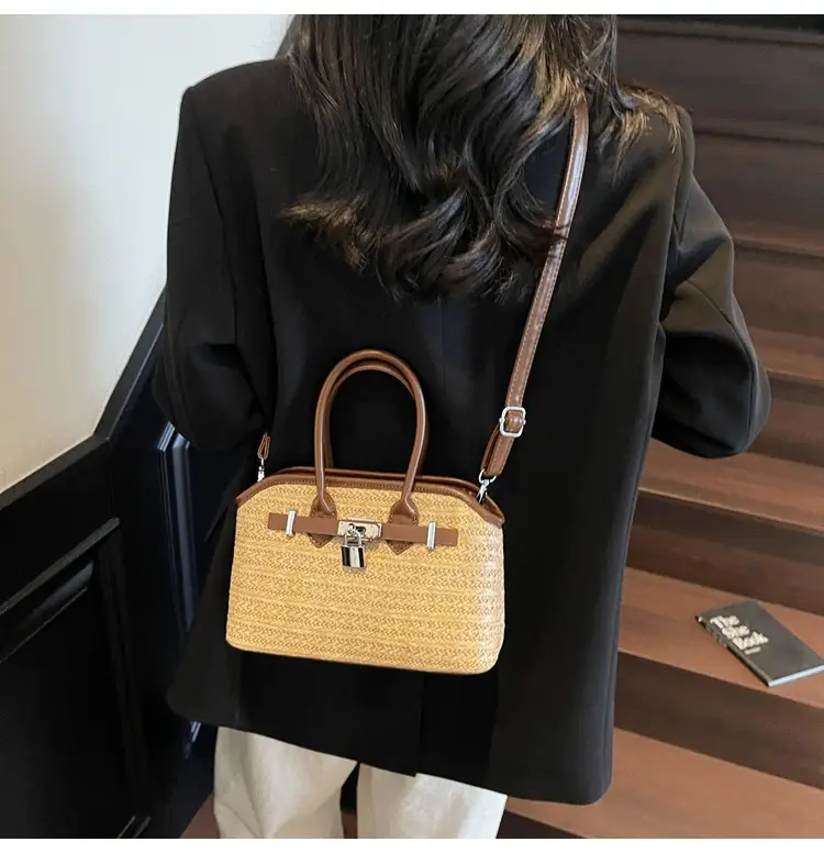 Straw Shoulder Bag Seaside Style Casual Leather Goods — feature 18