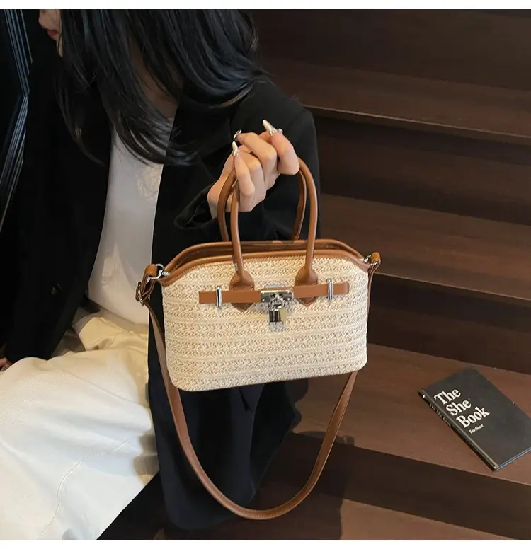 Straw Shoulder Bag Seaside Style Casual Leather Goods — feature 19