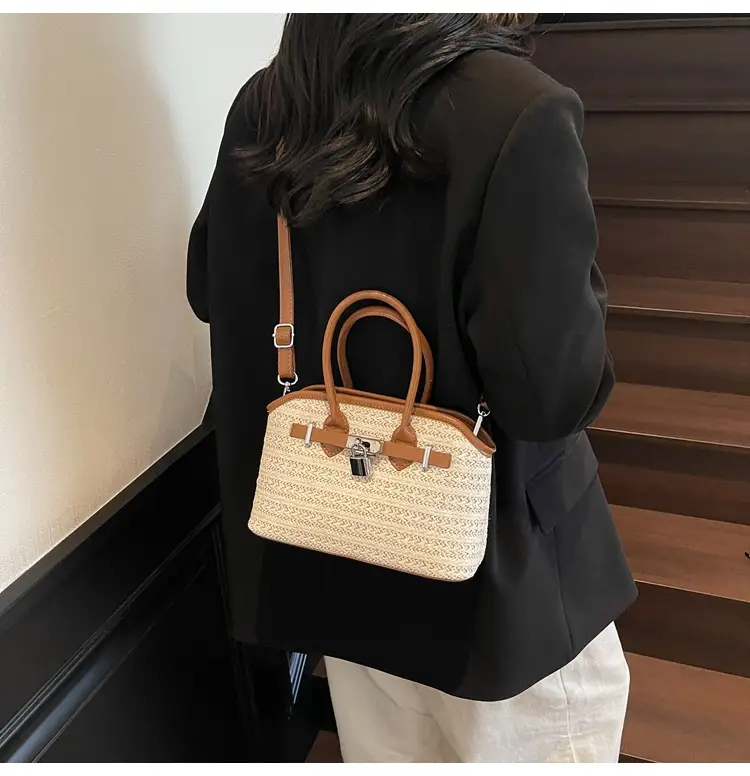 Straw Shoulder Bag Seaside Style Casual Leather Goods — feature 21
