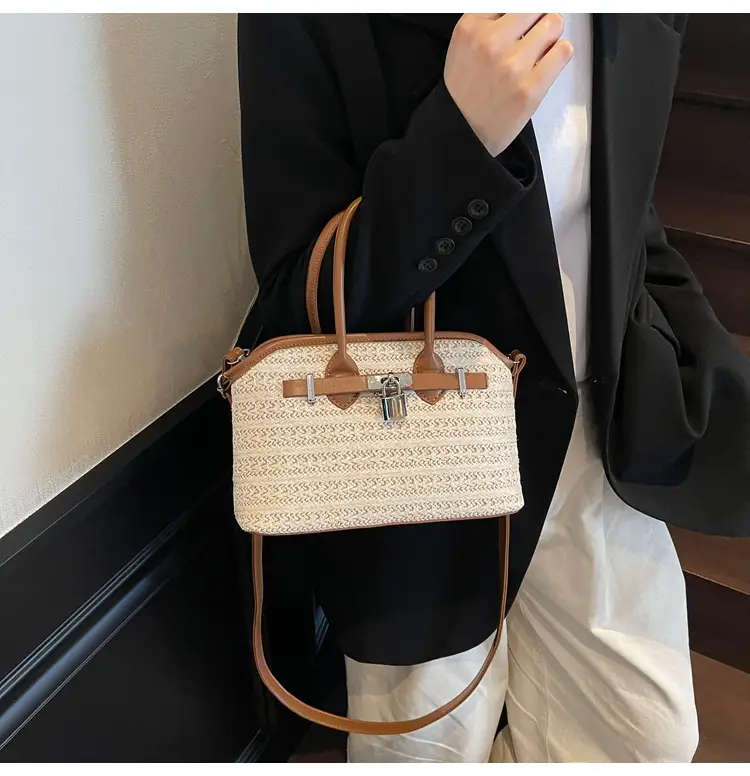 Straw Shoulder Bag Seaside Style Casual Leather Goods — feature 22