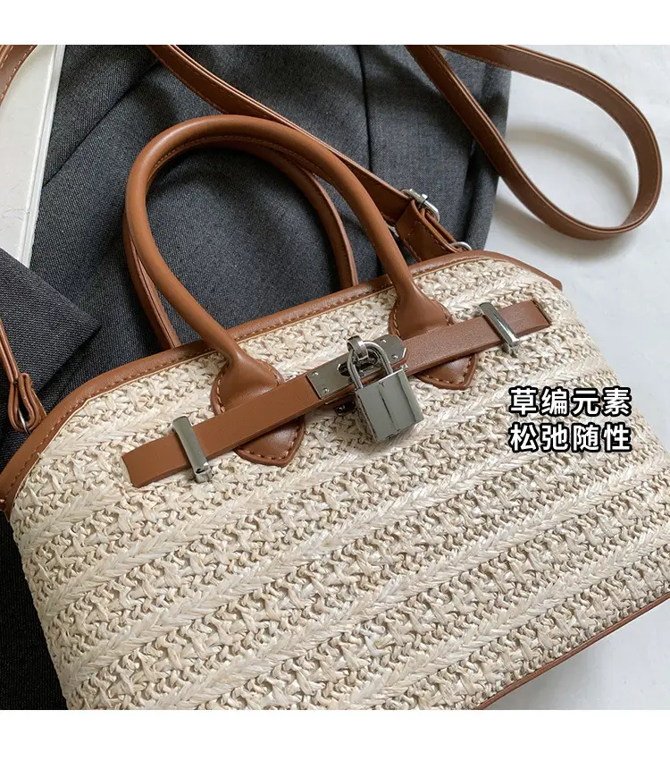 Straw Shoulder Bag Seaside Style Casual Leather Goods — feature 5