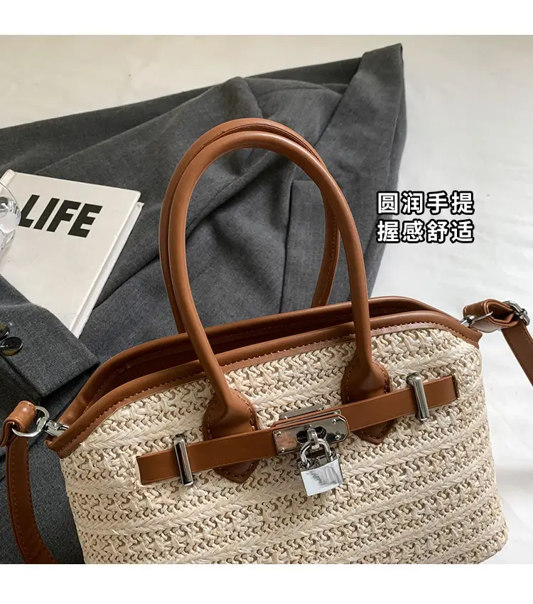 Straw Shoulder Bag Seaside Style Casual Leather Goods — feature 6