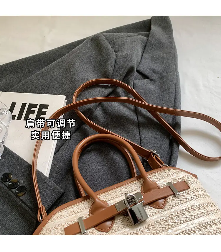Straw Shoulder Bag Seaside Style Casual Leather Goods — feature 7