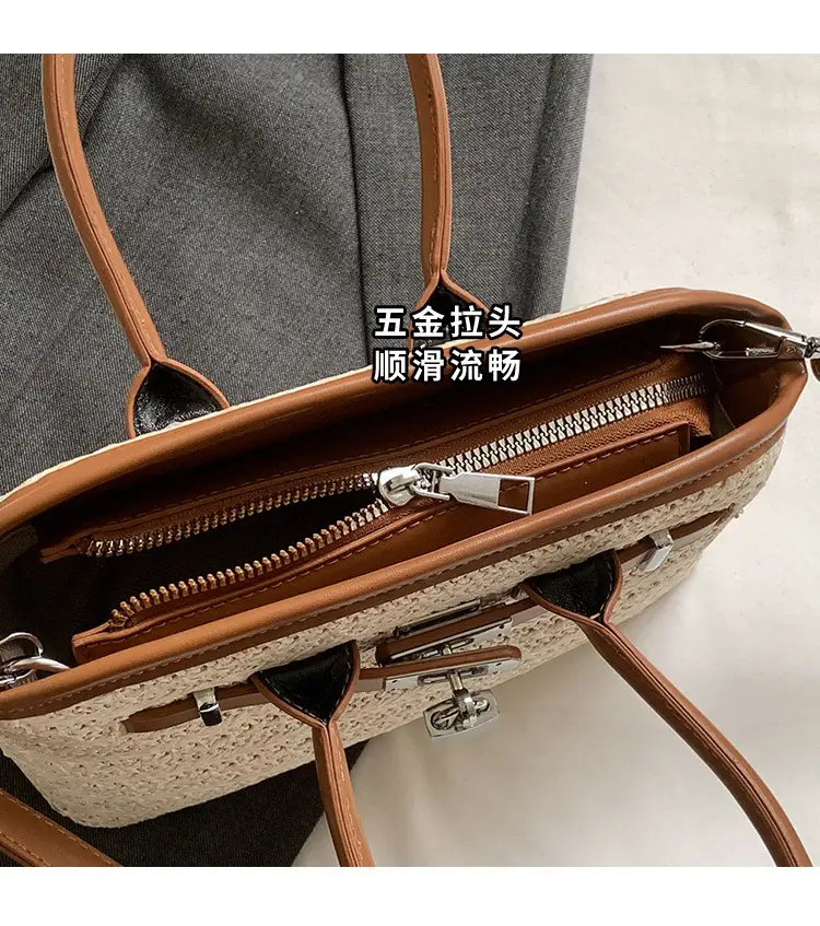 Straw Shoulder Bag Seaside Style Casual Leather Goods — feature 8