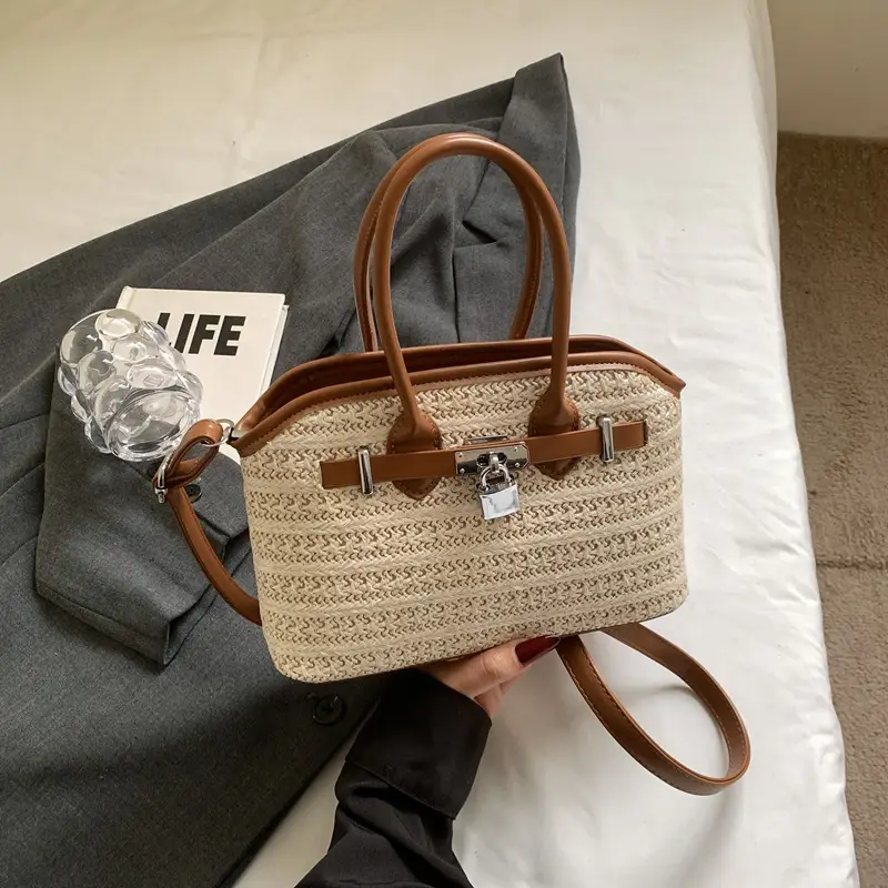 Straw Shoulder Bag Seaside Style Casual Leather Goods