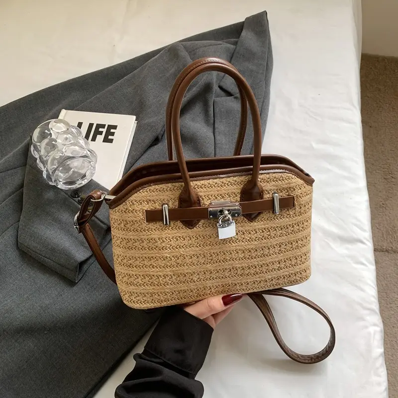 Straw Shoulder Bag Seaside Style Casual Leather Goods