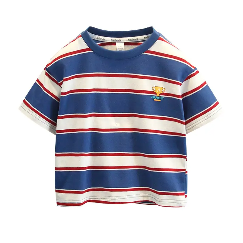 Boys Striped T-Shirt Blue Red White 2025