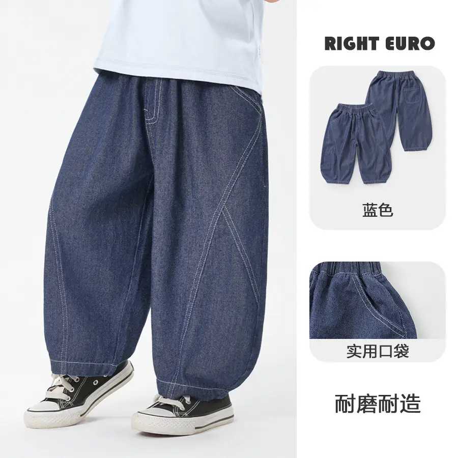 Right European Boys Jeans Shorts Blue Cotton - Image 2
