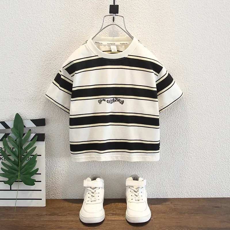 Boys Striped Short Sleeve T-Shirt 2025 Summer Kids - Image 2