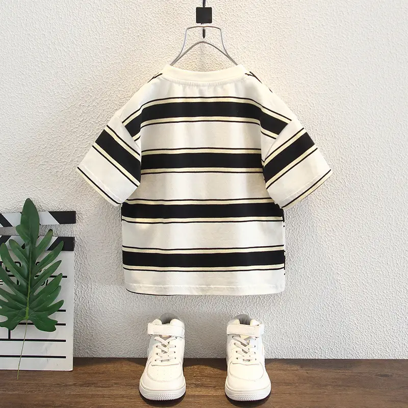 Boys Striped Short Sleeve T-Shirt 2025 Summer Kids - Image 3