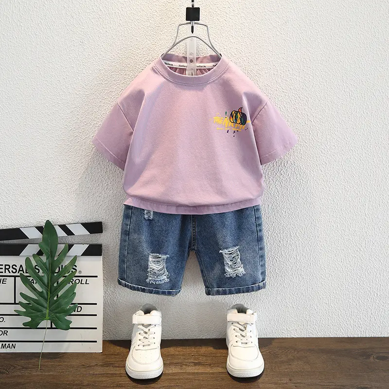 Boys Purple T-Shirt Shorts Set Summer 2025 - Image 4