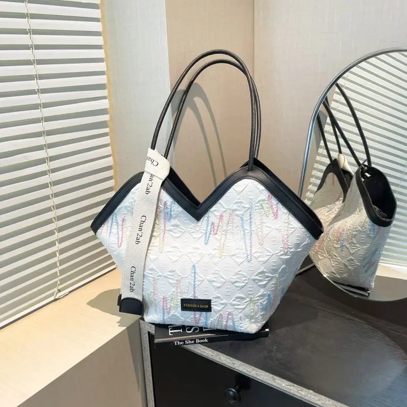 Women Striped Canvas Shoulder Tote Bag 2025 New - Image 7