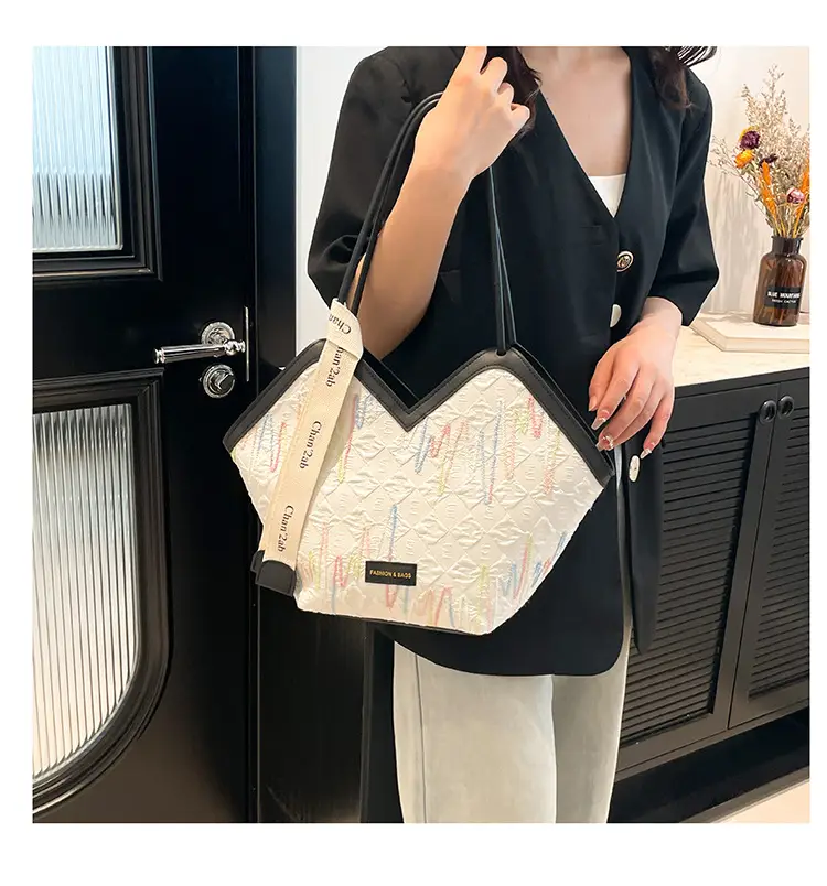 Women Striped Canvas Shoulder Tote Bag 2025 New — feature 14