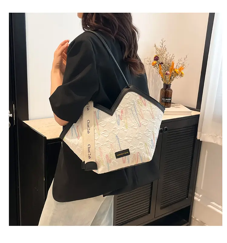 Women Striped Canvas Shoulder Tote Bag 2025 New — feature 15