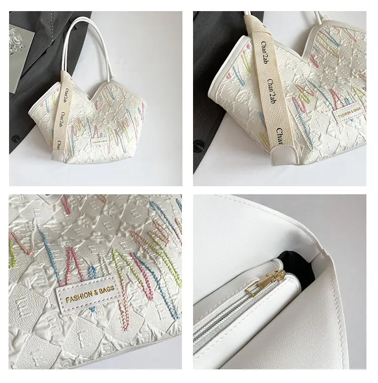 Women Striped Canvas Shoulder Tote Bag 2025 New — feature 7