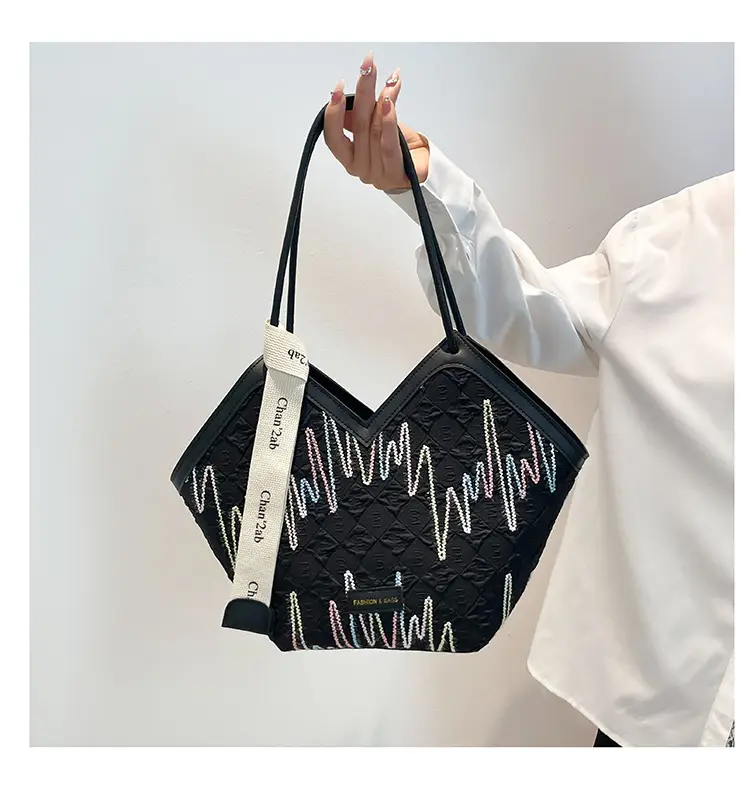 Women Striped Canvas Shoulder Tote Bag 2025 New — feature 8