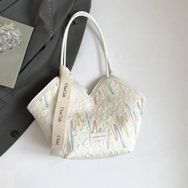 Women Striped Canvas Shoulder Tote Bag 2025 New - Image 2