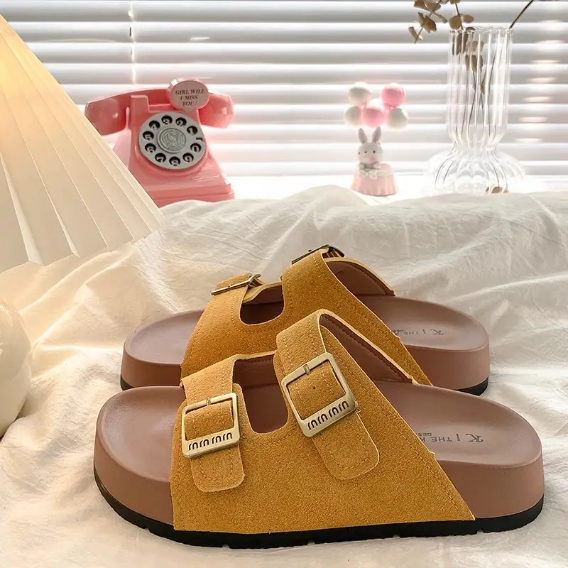 Popular Flat Sandals for Women's Summer Outer Wear 2025 New Style with Skirt Soft Bottom Beach Birkenstock Slippers - Image 5
