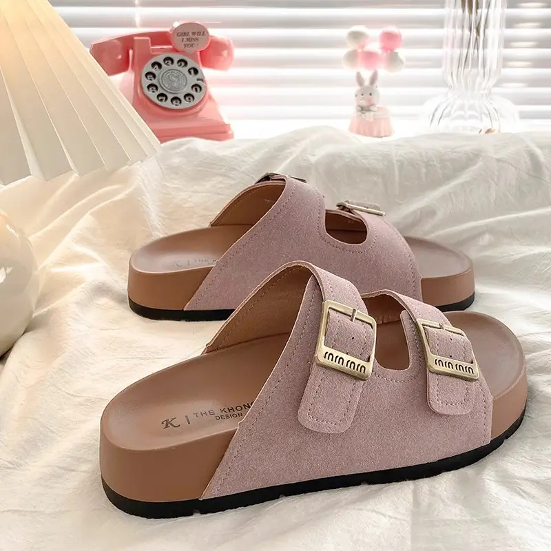 Popular Flat Sandals for Women's Summer Outer Wear 2025 New Style with Skirt Soft Bottom Beach Birkenstock Slippers - Image 7