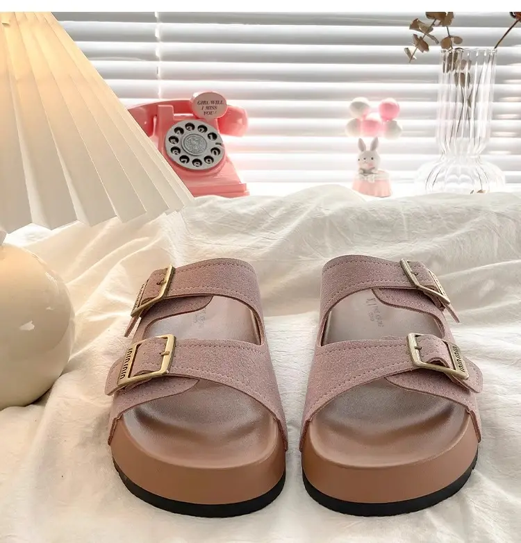 Popular Flat Sandals for Women's Summer Outer Wear 2025 New Style with Skirt Soft Bottom Beach Birkenstock Slippers — feature 12