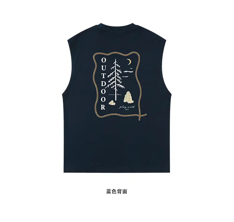 Kids Unisex Sleeveless T-Shirt Dark Blue Mountain Design — feature 12