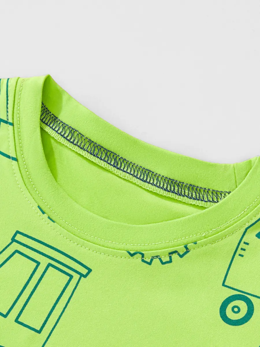 2025 Summer Cartoon Car Boys T-Shirt Green Short Sleeve - Image 4