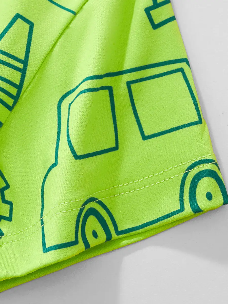 2025 Summer Cartoon Car Boys T-Shirt Green Short Sleeve - Image 5