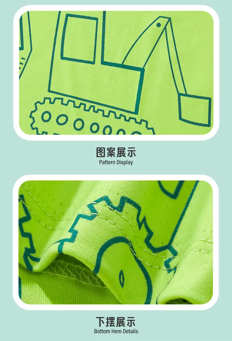 2025 Summer Cartoon Car Boys T-Shirt Green Short Sleeve — feature 8