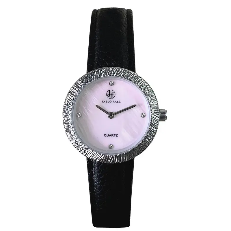 Women's Light Purple Crystal Watch with Black Belt - Image 5