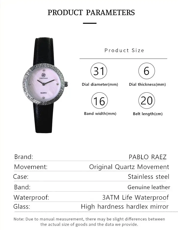 Women's Light Purple Crystal Watch with Black Belt — feature 14