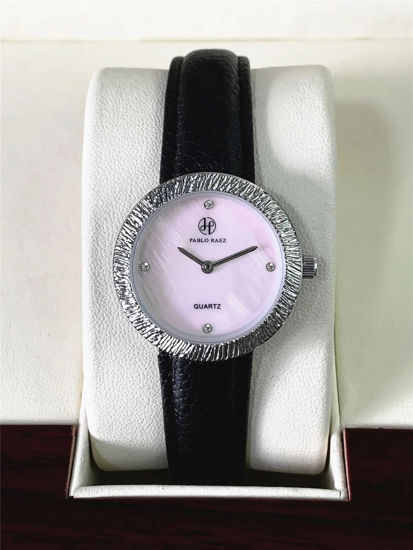 Women's Light Purple Crystal Watch with Black Belt — feature 5
