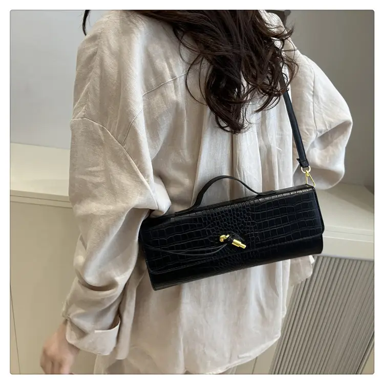 Women's Crocodile Bag Tan Diagonal Lock Shoulder Crossbody — feature 22