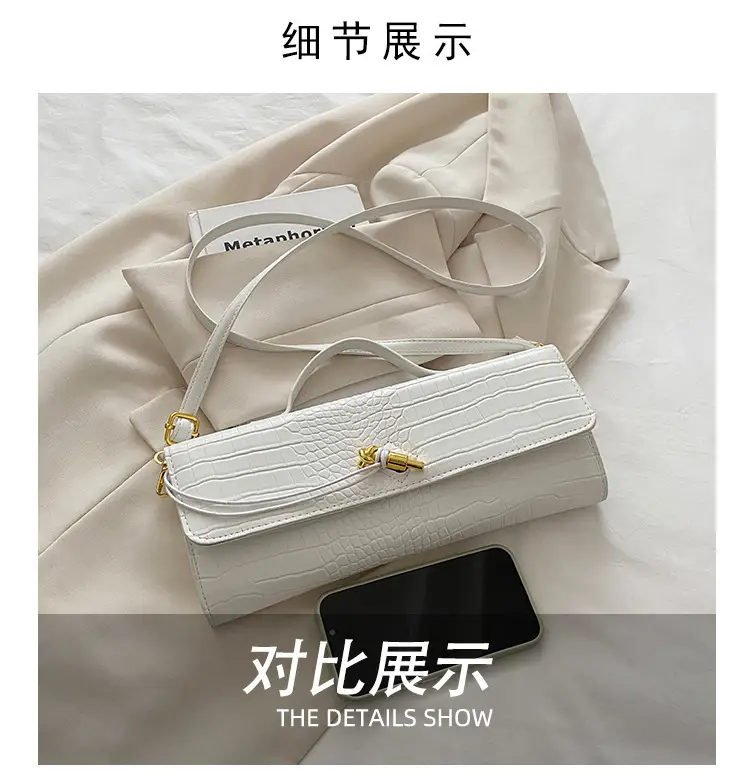 Women's Crocodile Bag Tan Diagonal Lock Shoulder Crossbody — feature 4